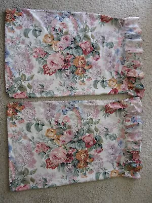 Pr.ralph Lauren Allison Floral Ruffled Edge Standard Pillowcases Cabbage Roses • $37