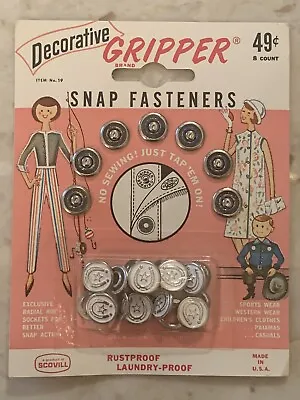 Snap Fasteners Vintage Gripper Brand Decorative  1963 • $7.49