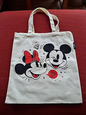 Disney Mickey & Minnie Mouse Faces Tote Bag - Shopping Shoulder Cotton • £7