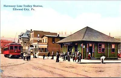 Ellwood City Pennsylvania Railway Postcard Trolley Interurban Tram RPPC Reprint • $7.96