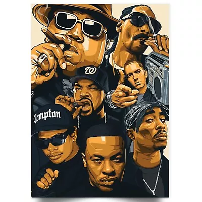 Old School Rappers NWA 2Pac Biggie Poster Legendary GOAT Wall Art Print A5-A3 • £5.99