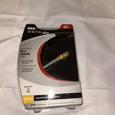 RCA Digital Plus Quad Shield RG6 12ft Coax Cable NEW DH12QC.  Box 11 • $11.69