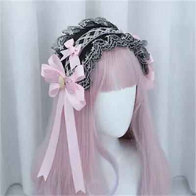 Vintage Gothic Lolita Headband Hairband Sweet Lace Elegant Bow Cosplay Maid Girl • $10.86