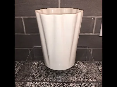 Vintage Alamo Pottery Off-white Fluted Vase / Pot #722 • $33.99