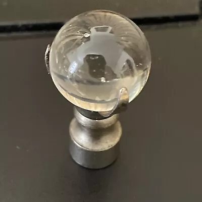 Orb Pool Of Light VINTAGE ANTIQUE CLEAR GLASS BALL LAMP FINIAL METAL • $29.99