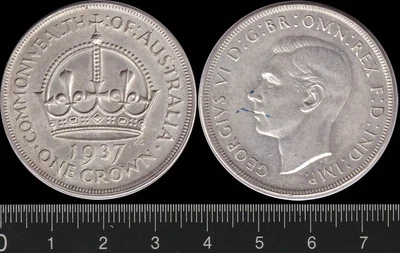 $89.99 • Buy Australia: 1937 Crown Silver Five Shillings KGVI 5/- Lustrous, Light Toning, AU
