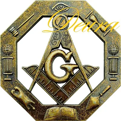 Masonic Car Emblem Master Mason Working Tools 3D Die Cut Out 3  Gold Antique DP1 • $14.99