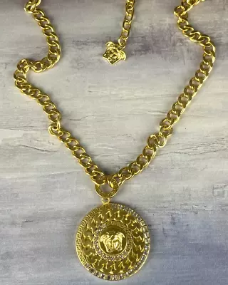 Vintage Versace  Gold  Chain Necklace Pendant 47cm • $210