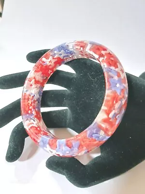 Vintage Acrylic/Lucite Patriotic Red White & Blue STARS Bangle Bracelet • $14