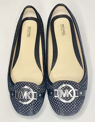 Michael Kors Womens Black Suede & Silver Slip On Ballet Flats Driving Shoe 9.5M • $29.99