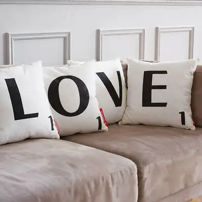 Alphabet Letters Words Name Spell Cushion Covers Black / White 18x18 45x45cm • £3.99