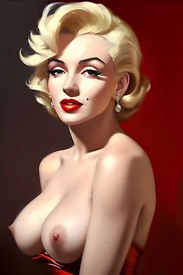 Stunning Nude Marilyn Monroe Breasts Art Original Canvas Print Nude Art 16 X24  • £85