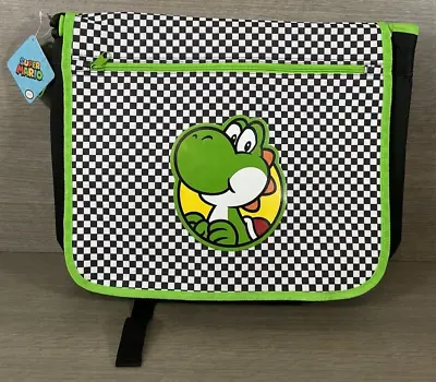 Super Mario Yoshi Black & Green Messenger Bag Check **Damaged Clip** • £16.99