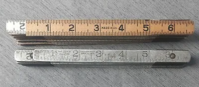 Pair Of Vintage Folding Measurement Sticks Rulers Aluminum Lufkin  • $15