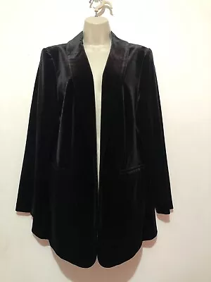 Marks & Spencer Relaxed Velvet Jacket UK 18 Black Button Free • $49.31