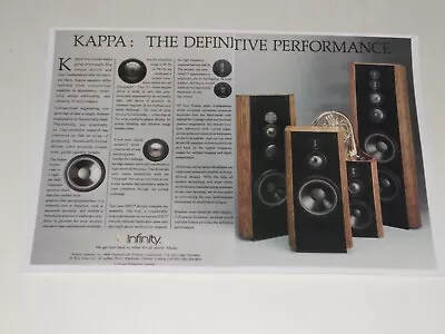 Infinity Kappa 9 8 5 Others Audiophile Speaker Ad '88 2 Pgs Ready To Frame • $9.99