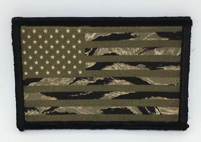 OD Tiger Stripe Camo USA Flag Morale Patch Tactical ARMY Hook Military Subdued • $8.49