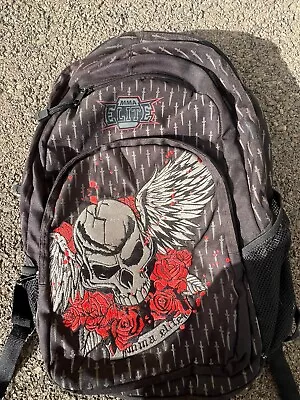 MMA Elite Backpack Skull Wings Roses Daggers Black & Red Embroidered Padded • $180