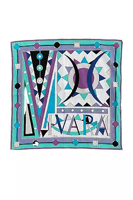 Vintage Pucci Vivara Teal & Purple Mod Print Scarf • $195