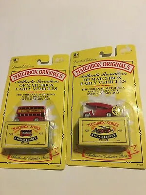 Lot Of 2 Limited Edition Authentic Recreations Of Matchbox Early Vehicles  • $17.99