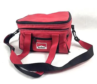 Vintage 90s Marlboro Insulated Red Lunchbox Lunch Bag Travel Food Drink Cooler • $14.39