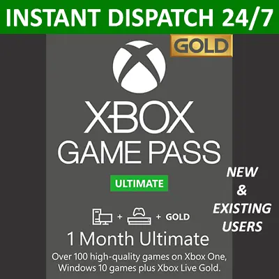 1 Month Xbox Game Pass Ultimate And Live Gold Membership UK EU REGION • £8.98