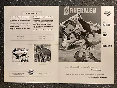 Valley Of Eagles Jack Warner Nadia Gray 1951 Danish Press Release • $19.99