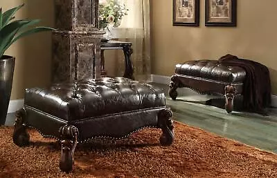 Any Room Furniture Footstool Stools Leather Chesterfield Baroque Luxury Elegant • £1108.23