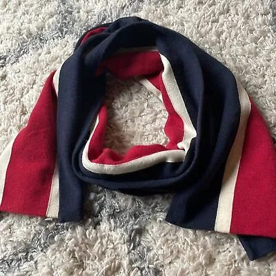 J Crew Navy Blue Red And Beige Wool Cashmere Scarf • $40