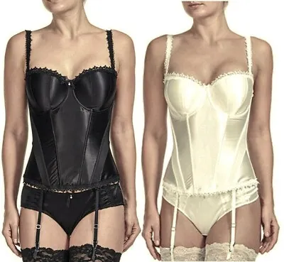 £50 • Buy Panache Masquerade Hestia Bridal Ivory~black /bra/ Basque 30-32 &/or Brief/thong