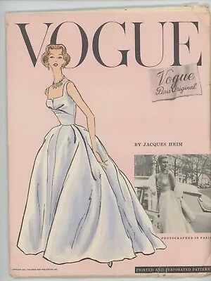 Vogue Paris Original Jacques Heim Evening Gown 1343 Size 12 Vintage Pattern 1957 • $90.97