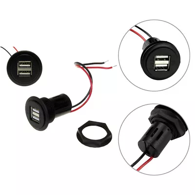 Car Double USB 5V 2 X 2.5A Mounting Socket 12-24V Universal Charger Dual Ports • £13.24