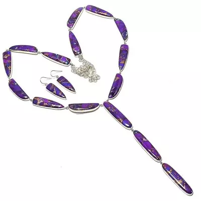Gift For Women Chain Necklace 925 Silver Natural Copper Purple Turquoise • $967.26