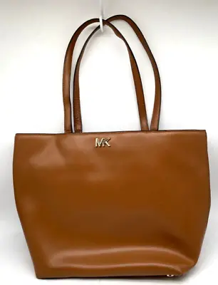 MICHAEL KORS Mott Leather Tote Acorn Brown Sleek Elegant Shoulder Bag Work Purse • $27.60
