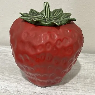 Vintage 1970’s Strawberry Ceramic Cookie Jar Canister VTG McCoy #263 USA • $48.99