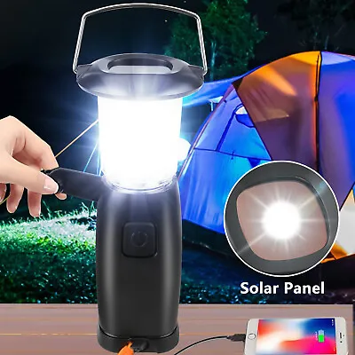 $17.98 • Buy Solar LED Camping Lantern Hand Crank Tent Light 3 Lighting Modes Hanging Lamp AU