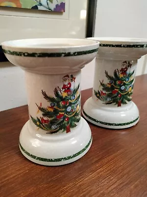 Mikasa Christmas Tree Pillar Candle Holders 5  In Original Box Fascinating Flips • $20