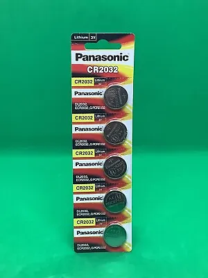 5 Panasonic CR2032 Lithium Coin Cell 2032 3V Battery Car Key Fobs Toys Remote • £4.04