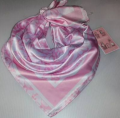 JUICY COUTURE Silky Satin Pastel Pink Logo Spring Easter Multi Use Square Scarf • $9.99