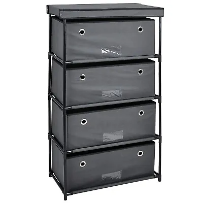 Spaceways 4 Drawer Wide Unit Canvas Wardrobes Multipurpose Storage Unit Charcoal • £38.95