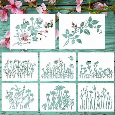 Wild Flower Stencils For Painting 11X8.3  Large Flower Stencil For Walls Leaf Ch • $14.11