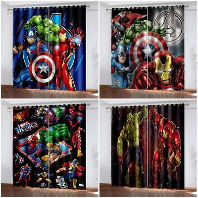 Marvel Heroes Avengers Spiderman Curtain Ring Top Eyelets Kids Bedroom Curtains • £10.79