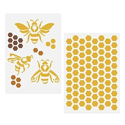 Bee Honeycomb Hexagon Stencils 2 Pcs Bee Theme Drawing Template For Painting... • $12.35