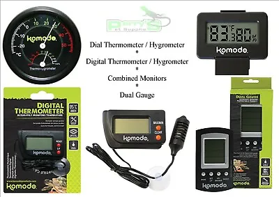 £5.25 • Buy Komodo Thermometer, Hygrometer, Combined Digital Dial Thermometer And Hygrometer
