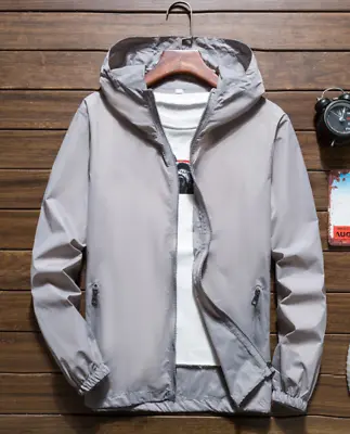 Men‘S Lightweight Windbreaker Hooded Waterproof Rain Jacket Breathable Outwear • $13.64