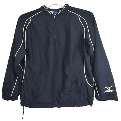 Mizuno Navy Blue Windbreaker Pullover Jacket Youth Size M YM Athletic Vented • $10.20