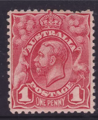 Australia Kgv 1913 1d Red Engraved Stamp Mint/mh (ld61) • $6.75