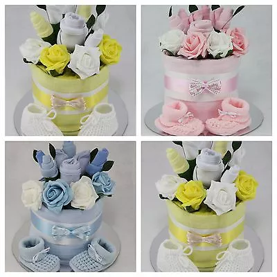 Baby Boy Girl Unisex Clothes Flower Bouquet Nappy Cake New Born Shower Gift • £24.99