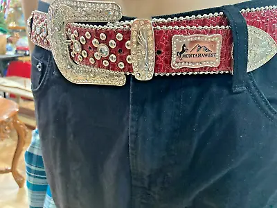 Montana West Genuinr Leather Studded Belt Size 38/92 • $20.99