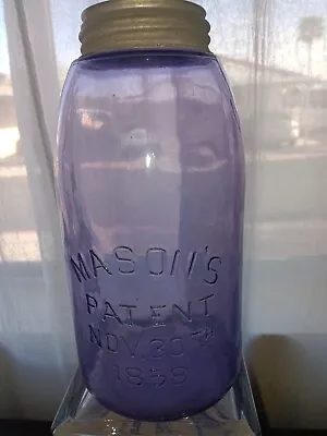 MASON'S PATNET NOV 30th 1858 AMETHYST HALF GALLON HTF Fruit Jar • $29.99